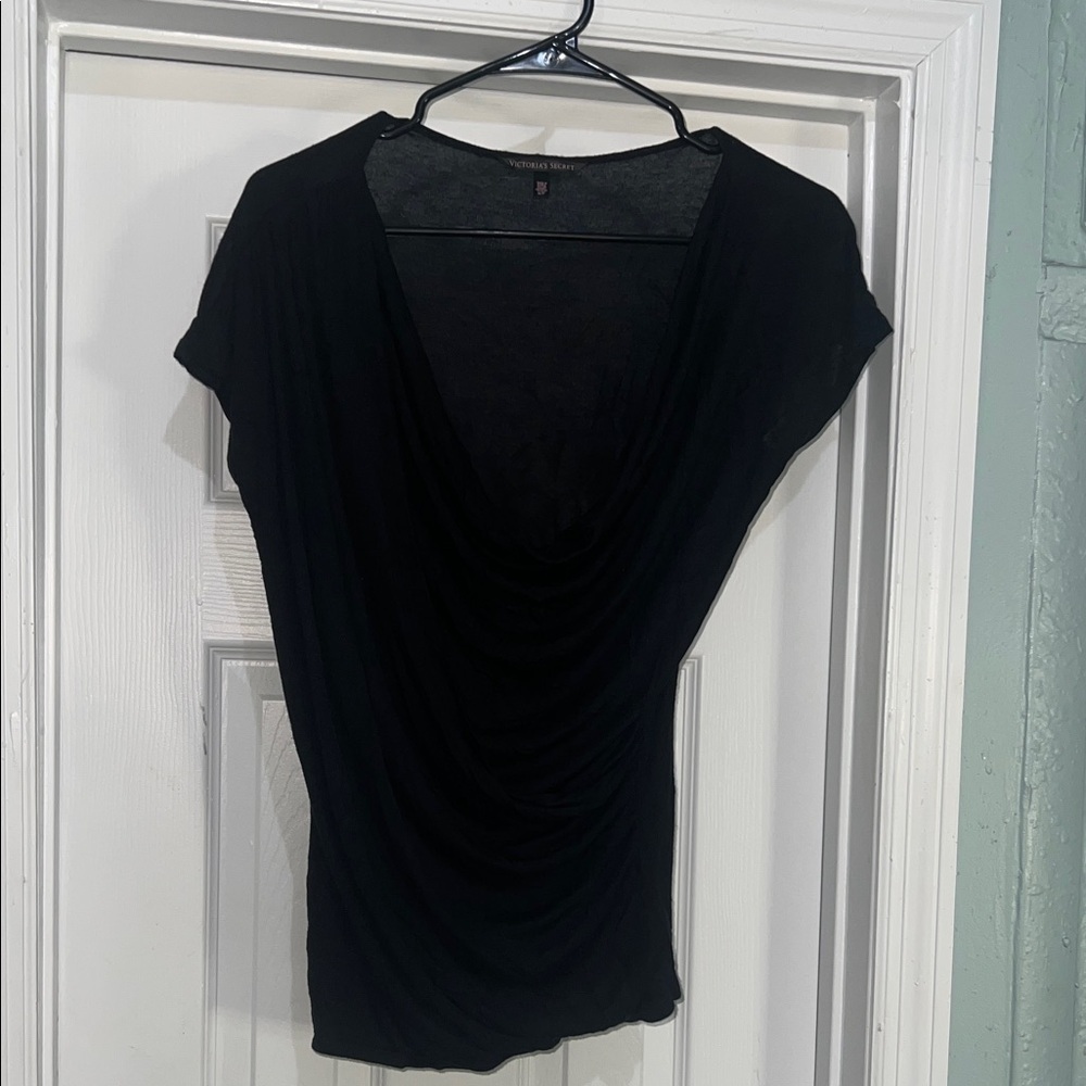 Victoria's Secret Black Draped Blouse